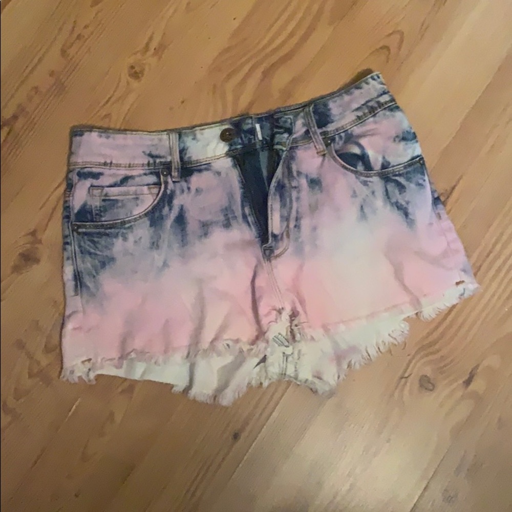 Acid wash shorts